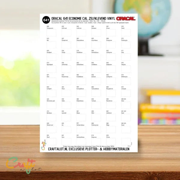 DIY kleurenkaart voor oracal 641 economie cal zelfklevend vinyl printbare kleurenkaart