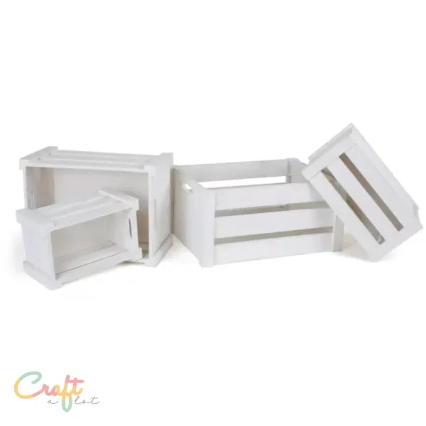 Houten kisten wit set van 4 - Opbergkist Hout • Kist
