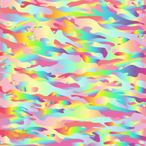 Zelfklevende plakfolie vinyl met een regenboog camouflage print die gesneden kan worden met snijplotter KR0006 van craft a lot