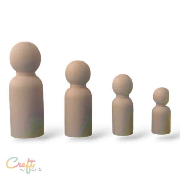 Pegdoll recht hout 6 5 4 of 3 cm - Fantasie • Hout • Openeinde • Sensorisch