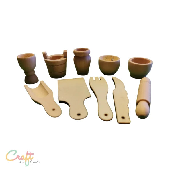 Speelset Hout Keuken set van 10 stuks - Fantasie • Openeinde • Pegdoll • Sensorisch