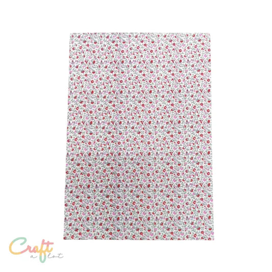 ZF-0003 - Millefleurs Rood Roze Zelfklevende Stof Katoen A4
