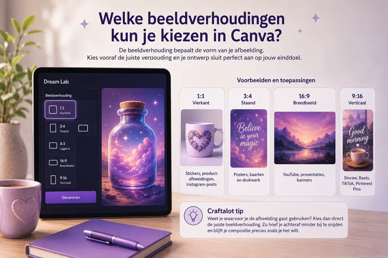 Welke beeldverhoudingen kun je kiezen in Canva?