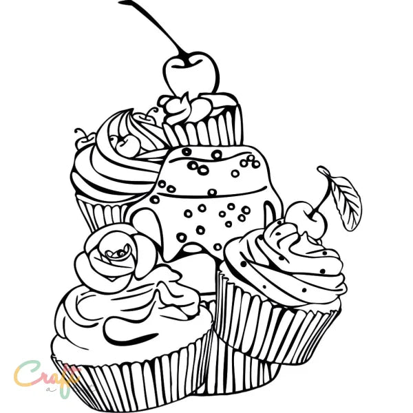 Cupcake Doodle SVG - Gratis - 2-tone • Dino • Free