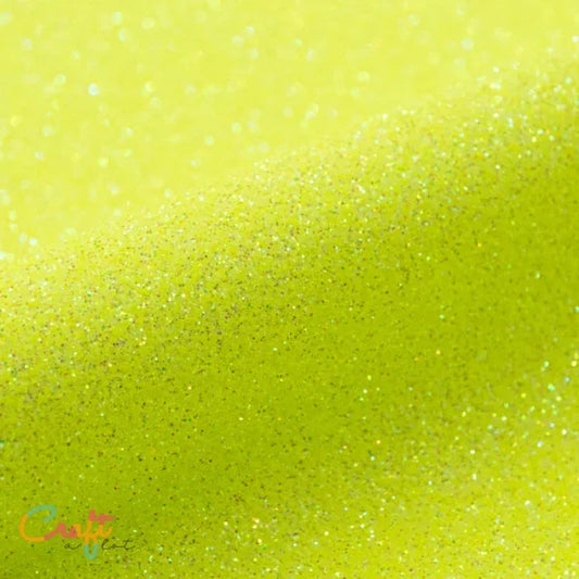 Opstrijkbare glitterflex folie om kleding te bedrukken neongeel fluor yellow G0022 van Siser glitter flexfolie textielfolie met glitters