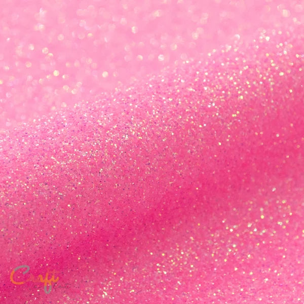 Opstrijkbare glitterflex folie om kleding te bedrukken neonroze fluor pink G0024 van Siser glitter flexfolie met glitters