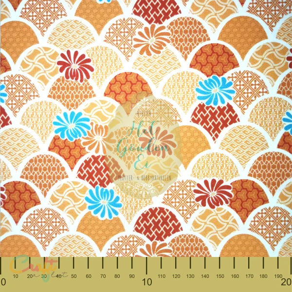 IF0004 katoen schulp offwhite oranje Iron on - Katoen exclusief • fabrics • heatnbond • HTV