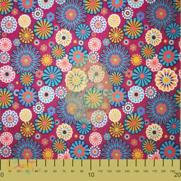 IF0013 Katoen Digitale bloemen paars Iron on - exclusief • fabrics • heatnbond • HTV