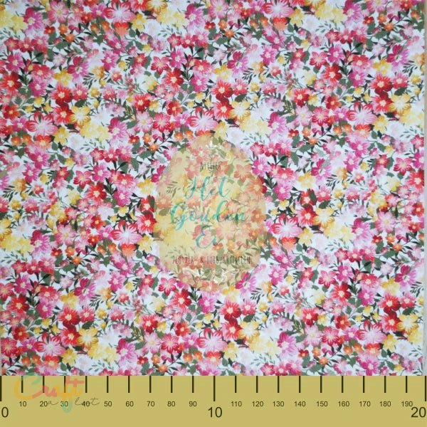 IF0014 Katoen Vrolijke Bloemen en Bladeren Iron on - exclusief • fabrics • heatnbond • HTV