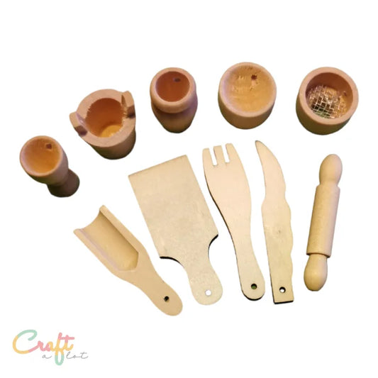 Speelset Hout Keuken set van 10 stuks - Fantasie • Openeinde • Pegdoll • Sensorisch