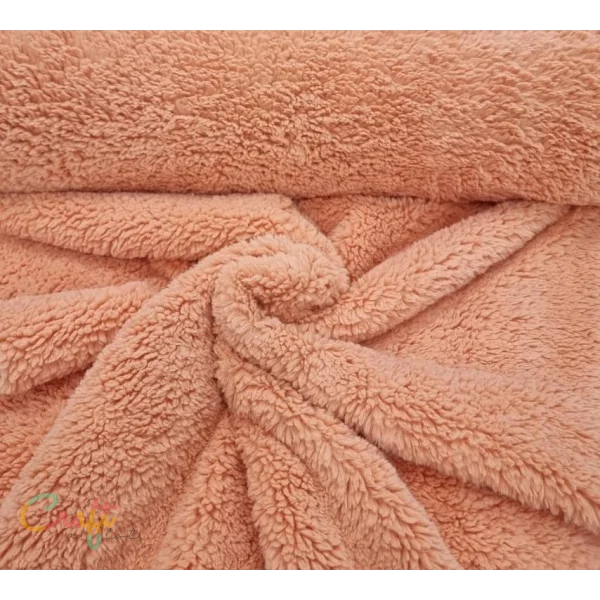 Teddy pluche zalm - Vacht Hobbystoffen • Naaiplezier Quilt Quilten Stoffen