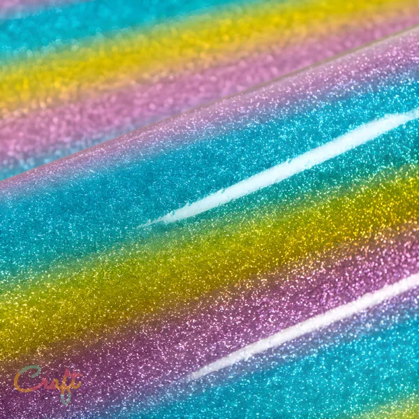 Opstrijkbare reflecterende glitterflex folie om kleding te bedrukken regenboog rainbow TW0090 van Siser twinkle flexfolie met ingewerkte glitters