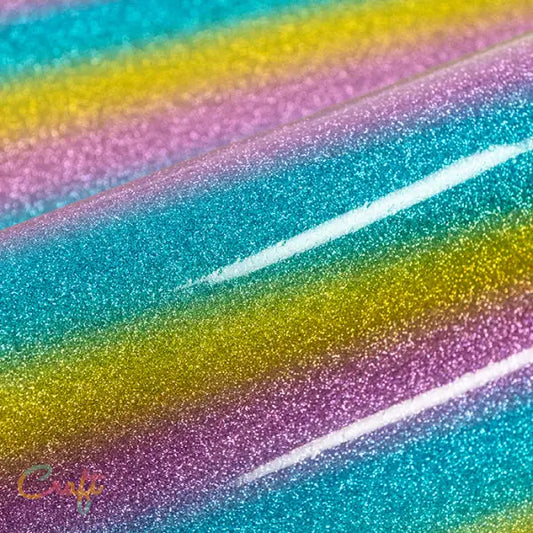 Opstrijkbare reflecterende glitterflex folie om kleding te bedrukken regenboog rainbow TW0090 van Siser twinkle flexfolie met ingewerkte glitters